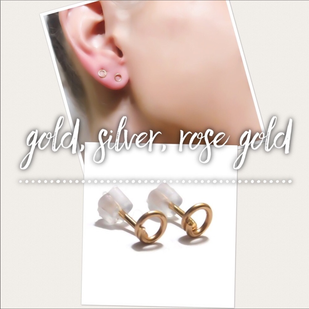 3 x fake gauges circle stud earrings